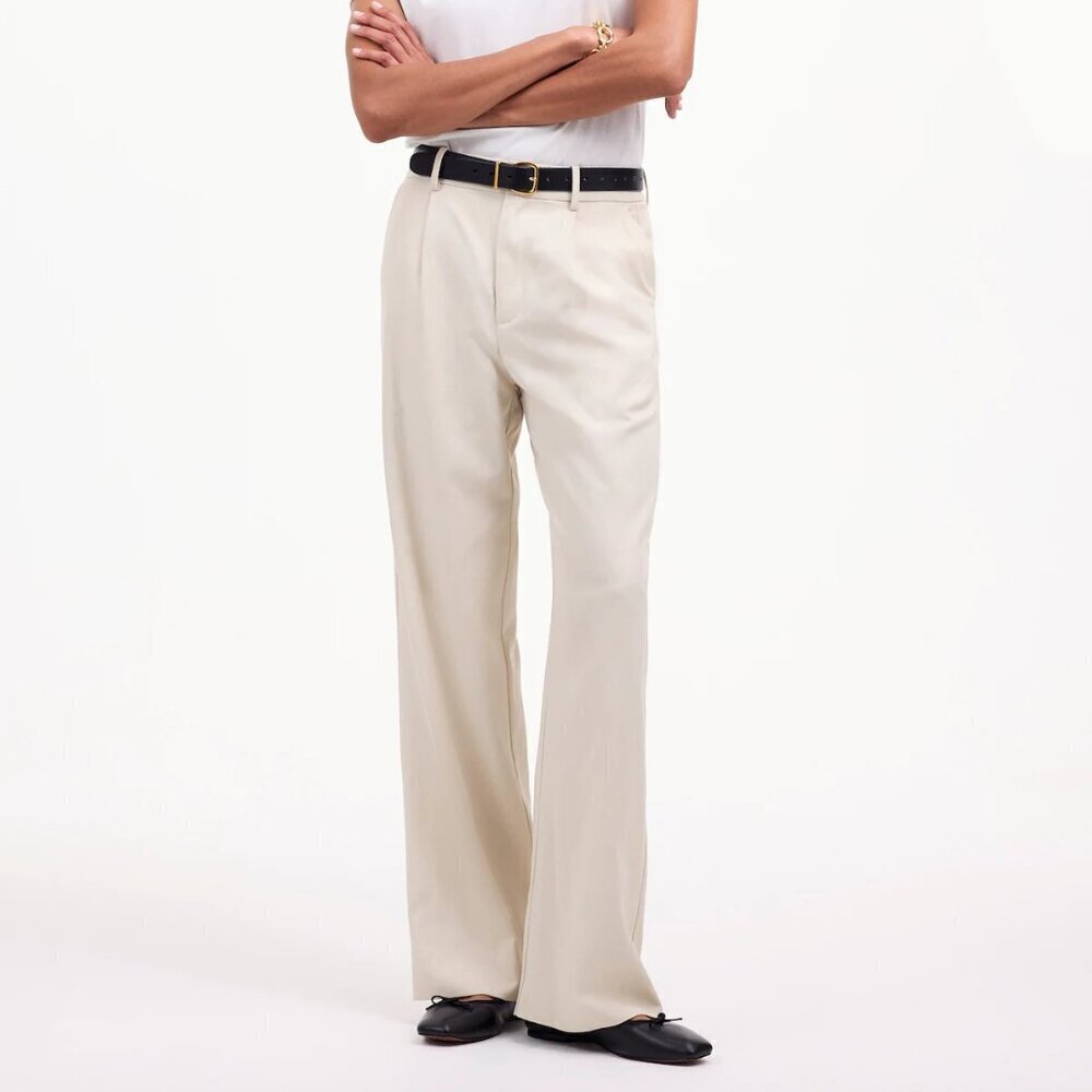 Madewell Slouchy Straight Leg Pants Drapey Twill Stone Size 6/M NWT